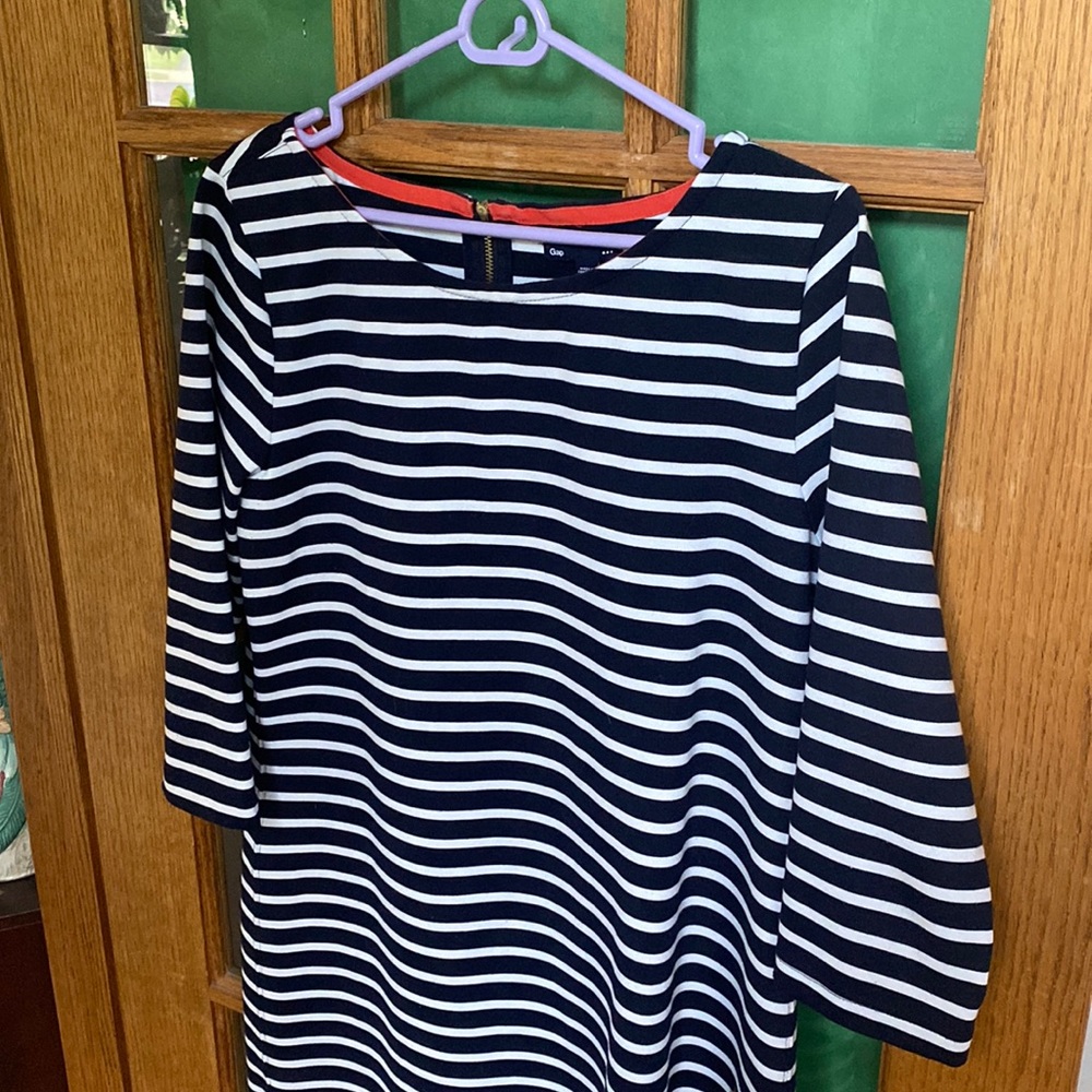 Gap Navy striped 3/4 length sleeve dress size M
